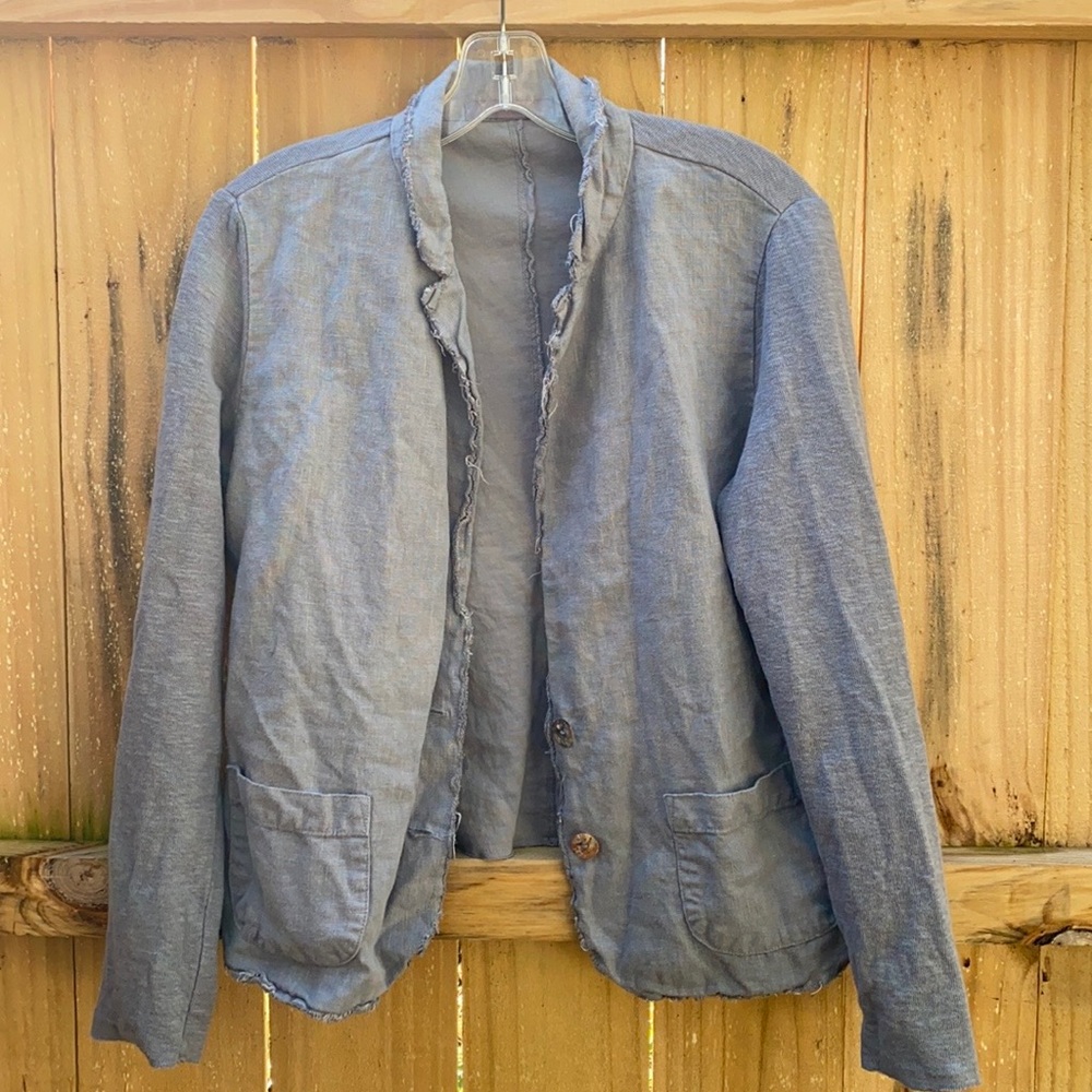 Cut Loose Shabby Chic Linen Blazer Sweater cardigan in gray Size S
